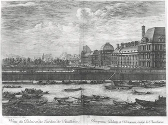 Uitzicht op het Palais des Tuileries en de tuinen, 1670